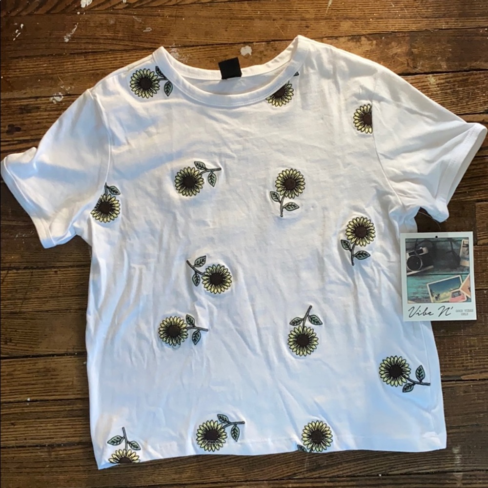 Embroidered Sunflower Crop Top